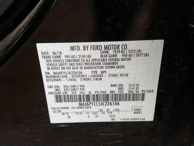 Photo 9 VIN: MAJ6P1CL5JC226106 - FORD ECOSPORT S 