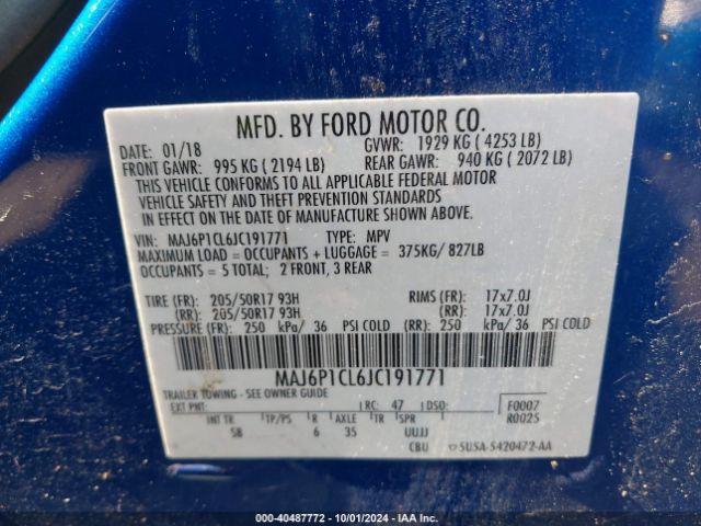 Photo 8 VIN: MAJ6P1CL6JC191771 - FORD ECOSPORT 