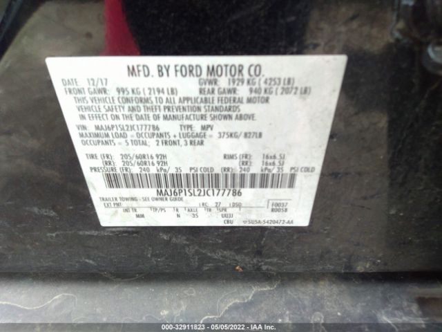 Photo 8 VIN: MAJ6P1SL2JC177786 - FORD ECOSPORT 