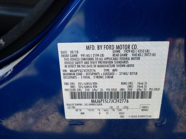 Photo 9 VIN: MAJ6P1SL7JC242776 - FORD ECOSPORT S 