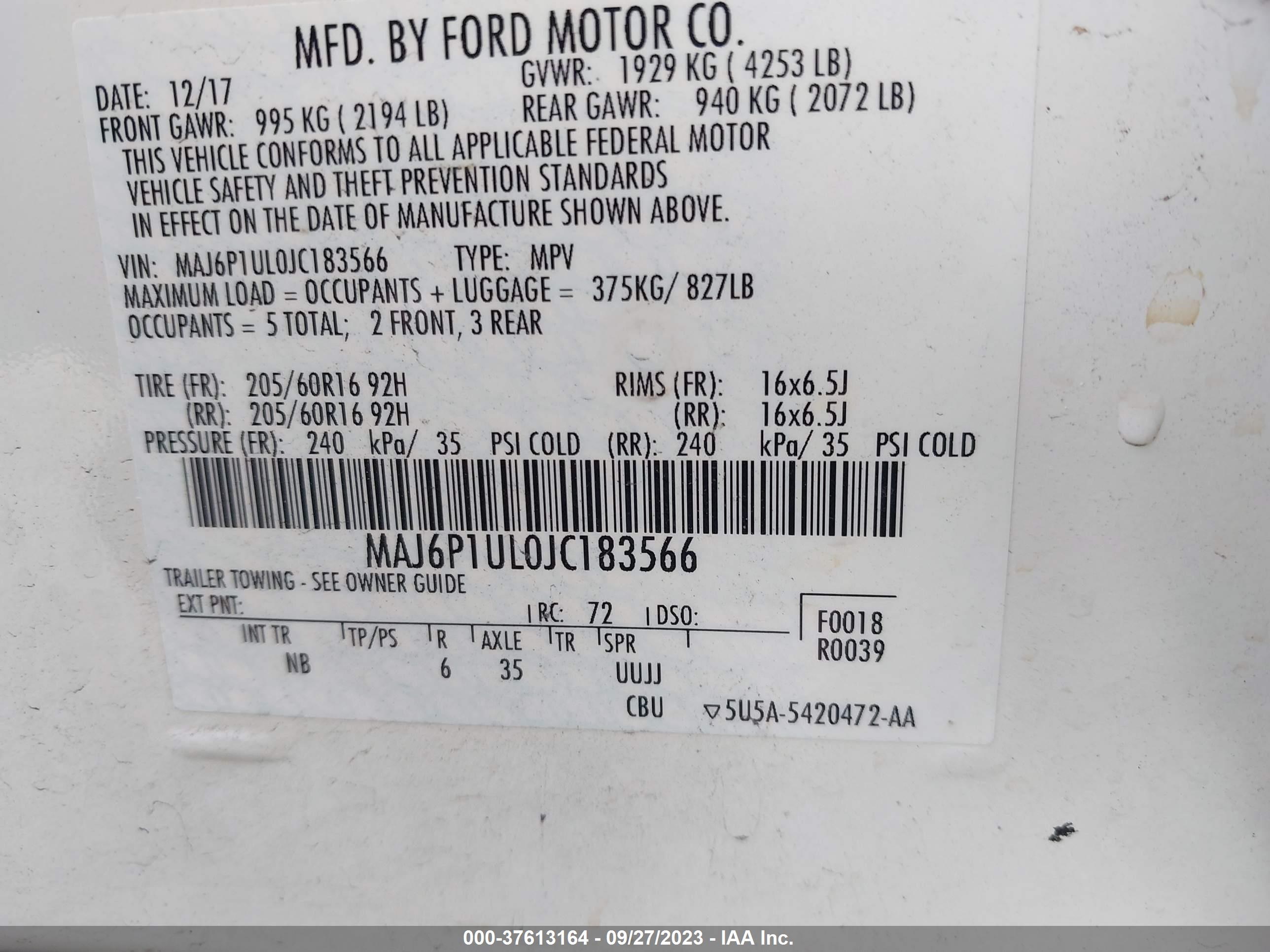 Photo 8 VIN: MAJ6P1UL0JC183566 - FORD ECOSPORT 