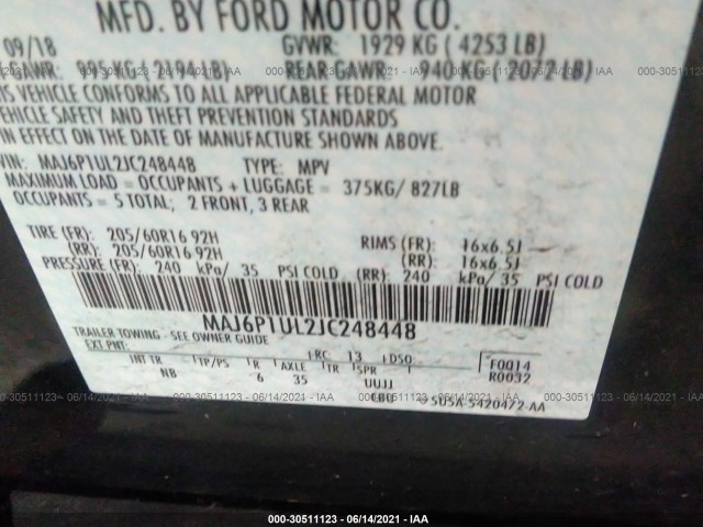 Photo 8 VIN: MAJ6P1UL2JC248448 - FORD ECOSPORT 