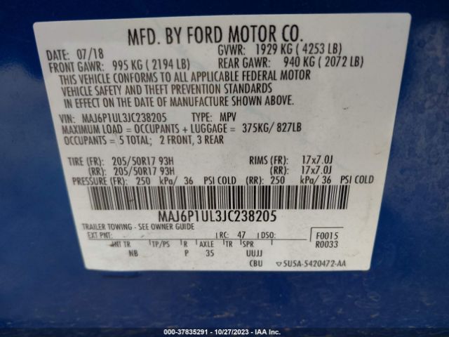 Photo 8 VIN: MAJ6P1UL3JC238205 - FORD ECOSPORT 