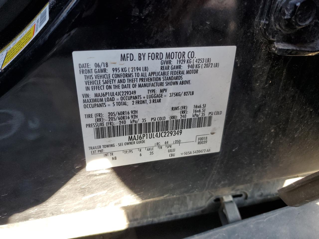 Photo 12 VIN: MAJ6P1UL4JC229349 - FORD ECOSPORT 