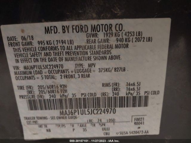 Photo 8 VIN: MAJ6P1UL5JC224970 - FORD ECOSPORT 