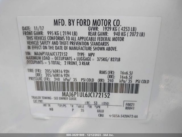 Photo 8 VIN: MAJ6P1UL6JC172152 - FORD ECOSPORT 