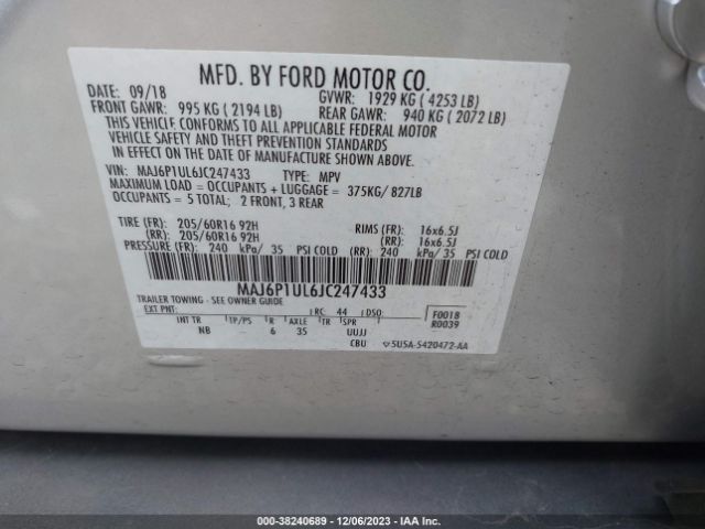 Photo 8 VIN: MAJ6P1UL6JC247433 - FORD ECOSPORT 