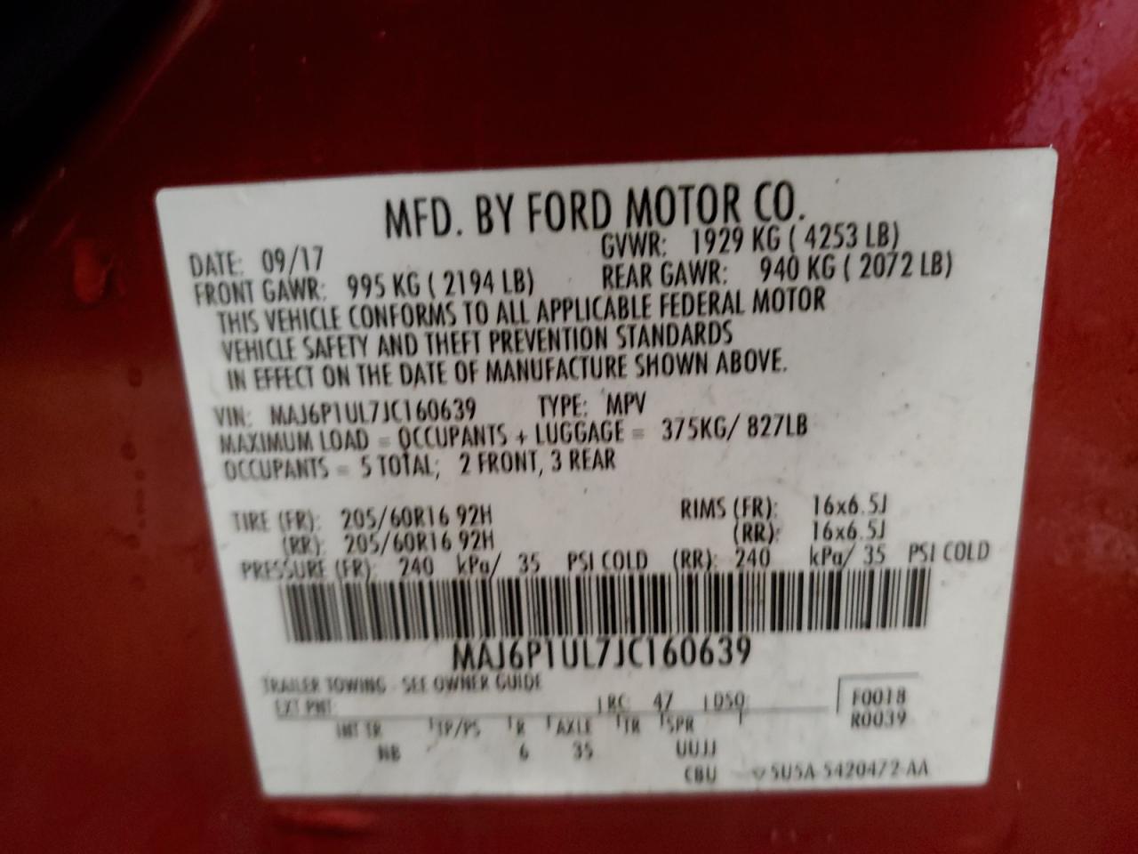 Photo 12 VIN: MAJ6P1UL7JC160639 - FORD ECOSPORT 