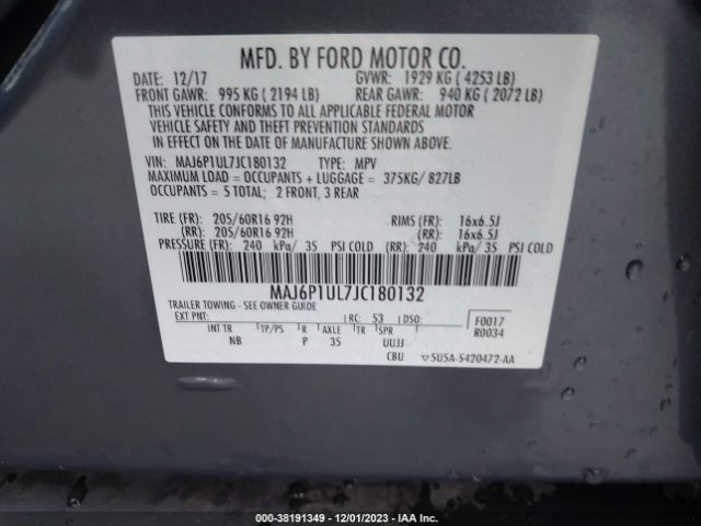 Photo 8 VIN: MAJ6P1UL7JC180132 - FORD ECOSPORT 