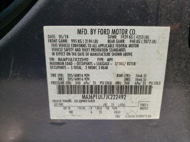 Photo 9 VIN: MAJ6P1UL7JC222492 - FORD ECOSPORT 