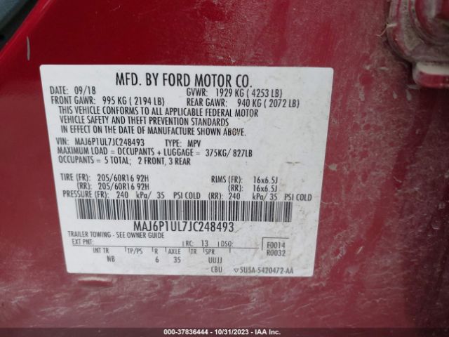 Photo 8 VIN: MAJ6P1UL7JC248493 - FORD ECOSPORT 