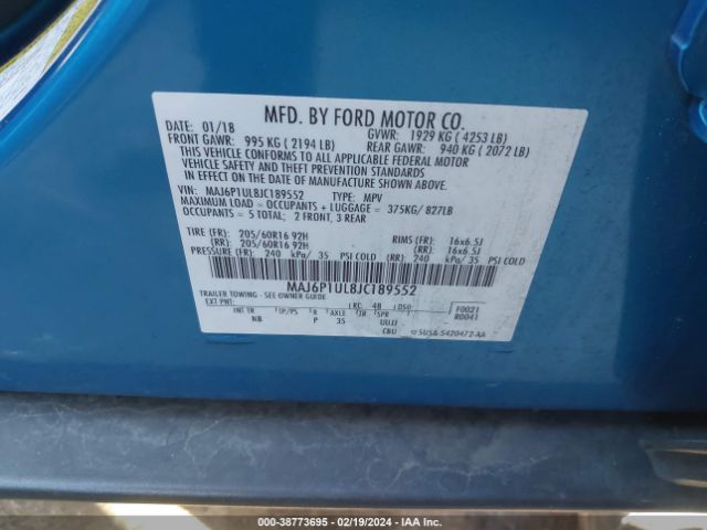 Photo 8 VIN: MAJ6P1UL8JC189552 - FORD ECOSPORT 