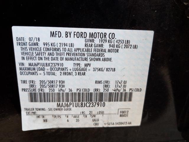 Photo 9 VIN: MAJ6P1UL8JC237910 - FORD ECOSPORT S 