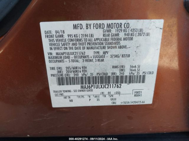 Photo 8 VIN: MAJ6P1ULXJC211762 - FORD ECOSPORT 