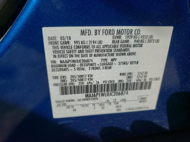 Photo 9 VIN: MAJ6P1WL0JC206874 - FORD ECOSPORT 