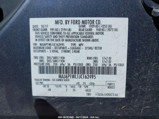 Photo 8 VIN: MAJ6P1WL1JC162495 - FORD ECOSPORT 