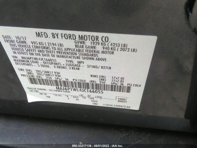 Photo 8 VIN: MAJ6P1WL4JC166055 - FORD ECOSPORT 