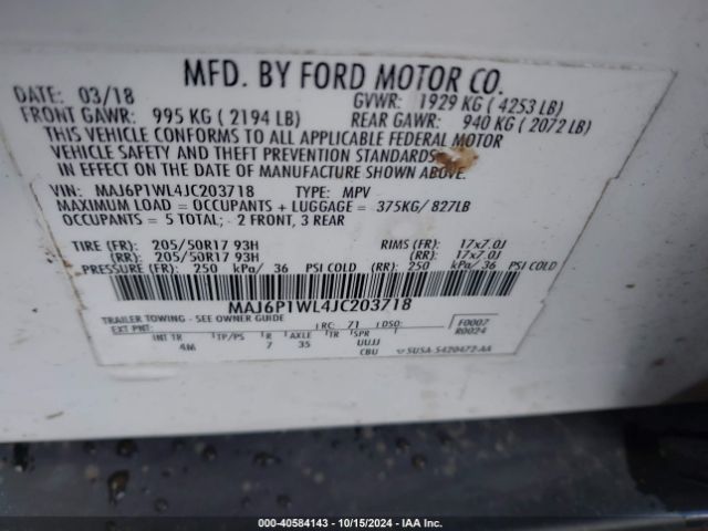 Photo 8 VIN: MAJ6P1WL4JC203718 - FORD ECOSPORT 