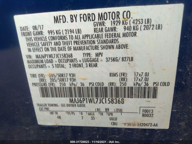 Photo 8 VIN: MAJ6P1WL7JC158368 - FORD ECOSPORT 