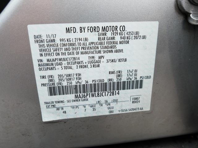 Photo 9 VIN: MAJ6P1WL8JC172814 - FORD ECOSPORT T 