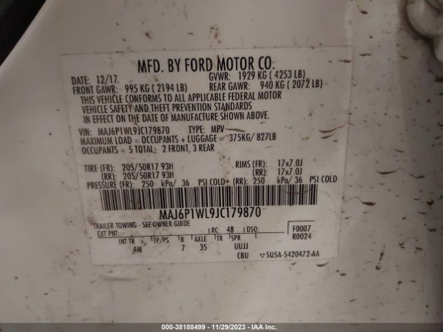 Photo 8 VIN: MAJ6P1WL9JC179870 - FORD ECOSPORT 