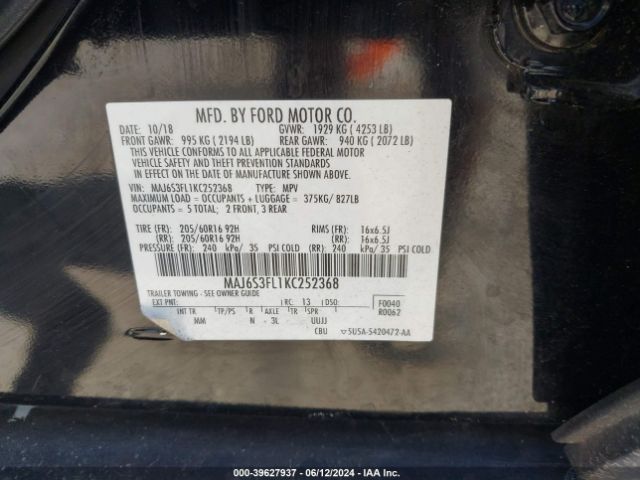 Photo 8 VIN: MAJ6S3FL1KC252368 - FORD ECOSPORT 