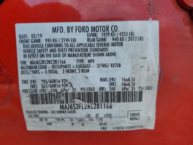 Photo 12 VIN: MAJ6S3FL2KC281166 - FORD ECOSPORT S 