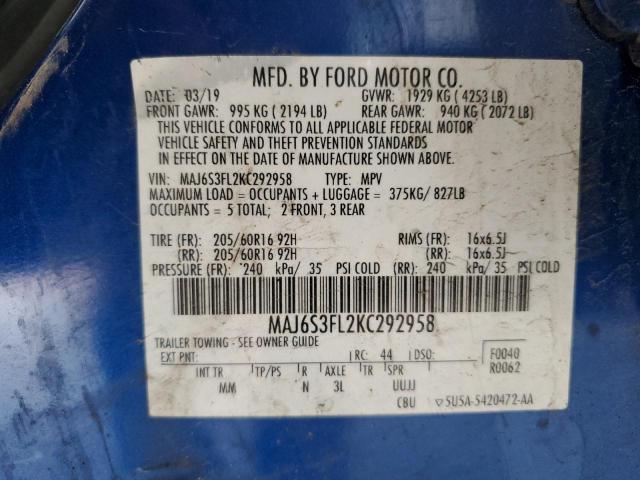 Photo 13 VIN: MAJ6S3FL2KC292958 - FORD ECOSPORT 