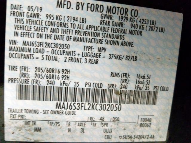 Photo 9 VIN: MAJ6S3FL2KC302050 - FORD ECOSPORT S 