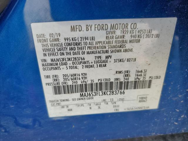 Photo 13 VIN: MAJ6S3FL3KC283766 - FORD ECOSPORT S 