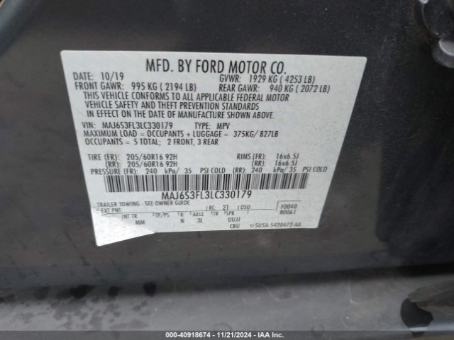 Photo 8 VIN: MAJ6S3FL3LC330179 - FORD ECOSPORT 