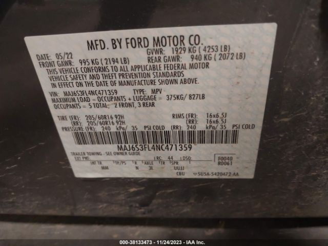 Photo 8 VIN: MAJ6S3FL4NC471359 - FORD ECOSPORT 