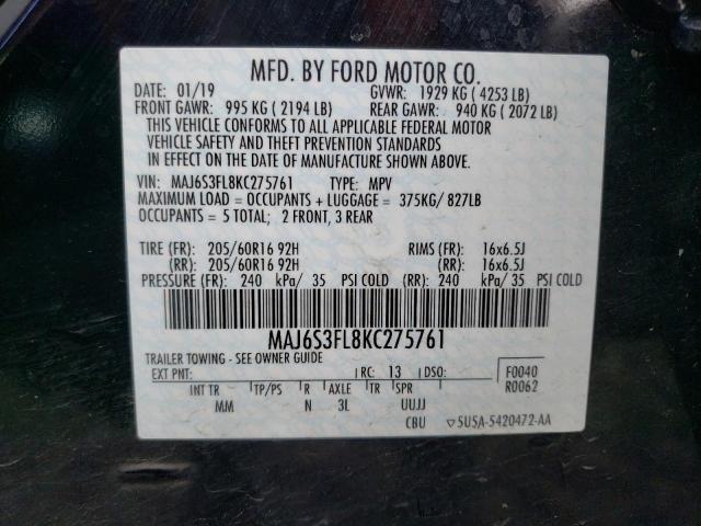 Photo 12 VIN: MAJ6S3FL8KC275761 - FORD ECOSPORT S 