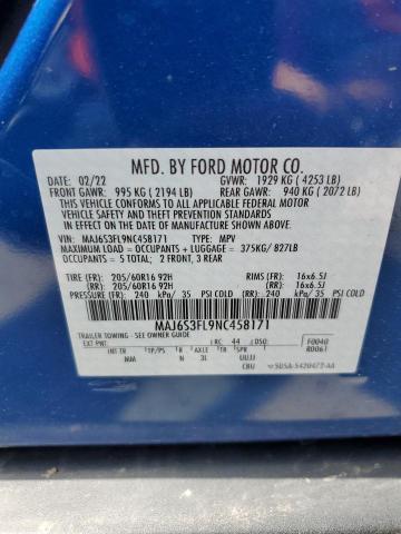 Photo 12 VIN: MAJ6S3FL9NC458171 - FORD ECOSPORT 