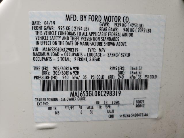 Photo 9 VIN: MAJ6S3GL0KC298319 - FORD ECOSPORT 