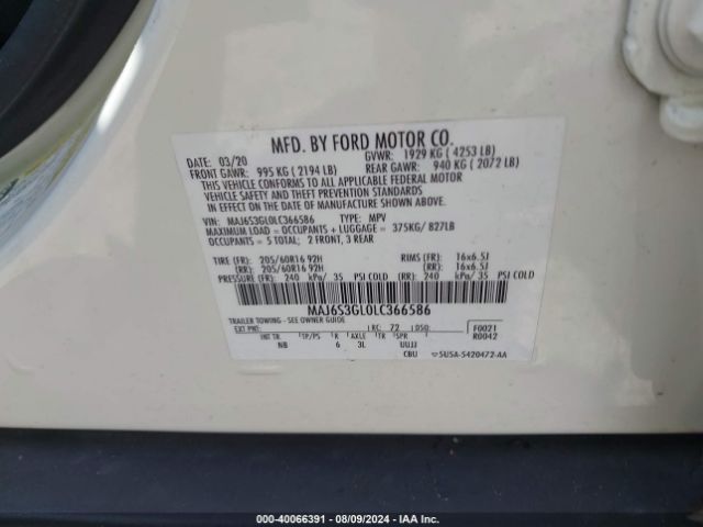 Photo 8 VIN: MAJ6S3GL0LC366586 - FORD ECOSPORT 