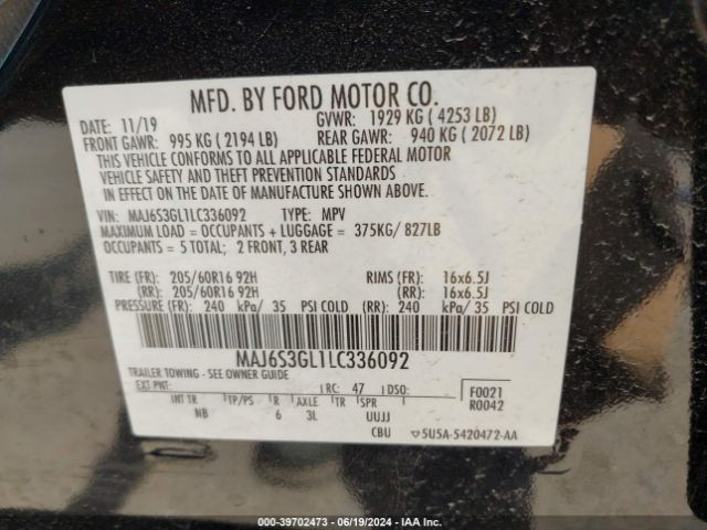 Photo 8 VIN: MAJ6S3GL1LC336092 - FORD ECOSPORT 