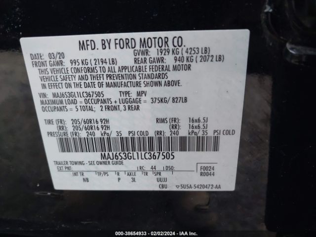 Photo 8 VIN: MAJ6S3GL1LC367505 - FORD ECOSPORT 