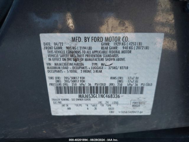 Photo 8 VIN: MAJ6S3GL1NC468336 - FORD ECOSPORT 