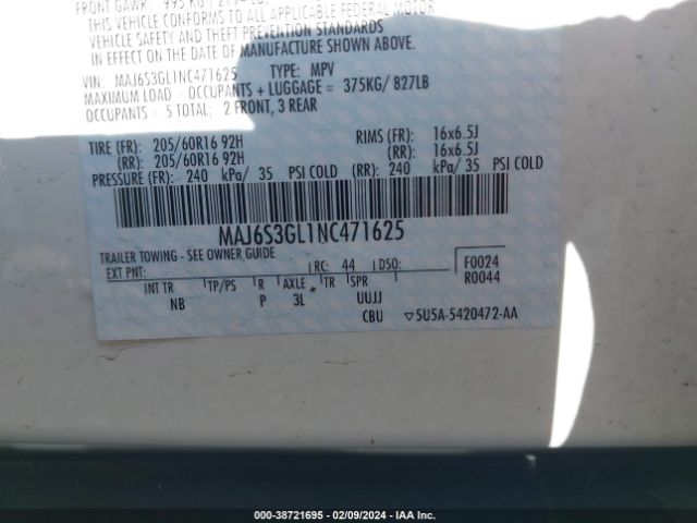 Photo 8 VIN: MAJ6S3GL1NC471625 - FORD ECOSPORT 