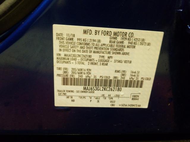 Photo 9 VIN: MAJ6S3GL2KC262180 - FORD ECOSPORT 