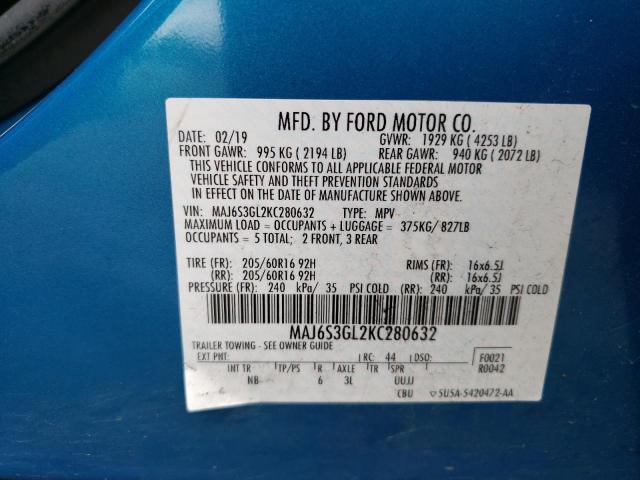 Photo 12 VIN: MAJ6S3GL2KC280632 - FORD ECOSPORT S 