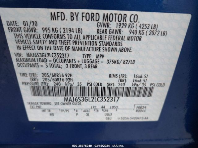 Photo 8 VIN: MAJ6S3GL2LC352317 - FORD ECOSPORT 