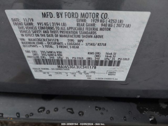 Photo 8 VIN: MAJ6S3GL3LC341178 - FORD ECOSPORT 