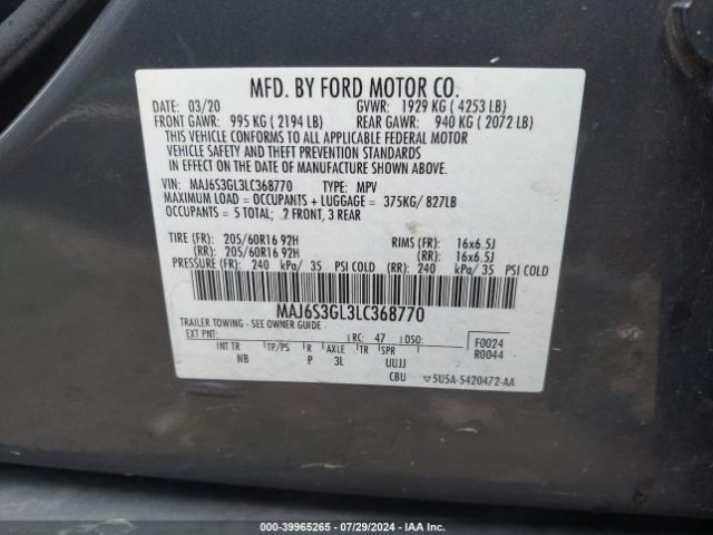 Photo 8 VIN: MAJ6S3GL3LC368770 - FORD ECOSPORT 