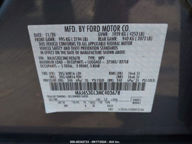 Photo 8 VIN: MAJ6S3GL3MC403678 - FORD ECOSPORT 