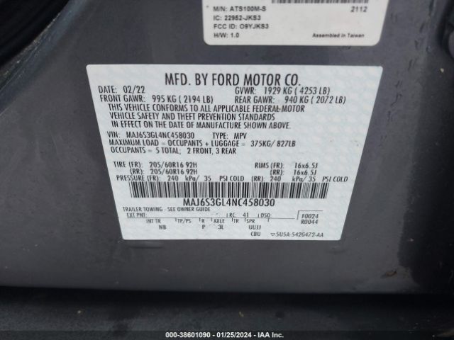 Photo 8 VIN: MAJ6S3GL4NC458030 - FORD ECOSPORT 