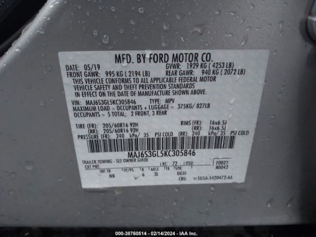 Photo 8 VIN: MAJ6S3GL5KC305846 - FORD ECOSPORT 