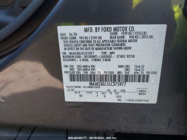 Photo 8 VIN: MAJ6S3GL5LC375977 - FORD ECOSPORT 