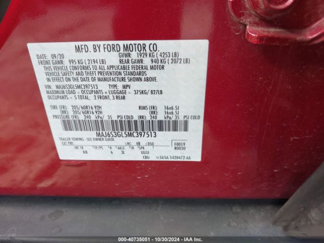 Photo 8 VIN: MAJ6S3GL5MC397513 - FORD ECOSPORT 